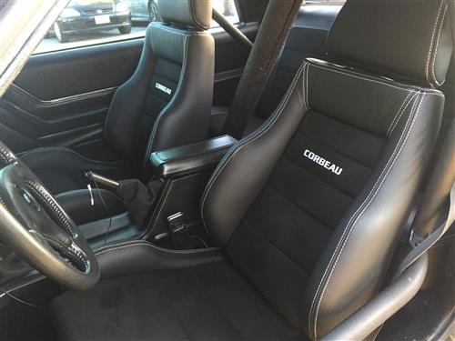 Corbeau Mustang GTS 2 Seat Pair Black Leather/Black Microsuede Inserts ...