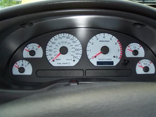 1999 04 Mustang White Face Gauge Kit Gt V6
